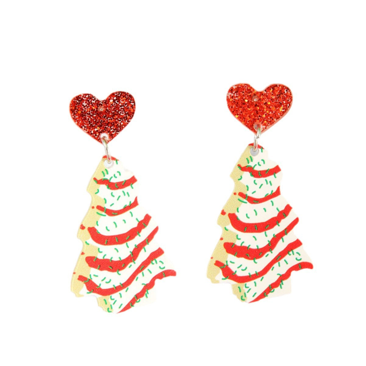 Wholesale Acrylic Christmas Tree Heart Earrings