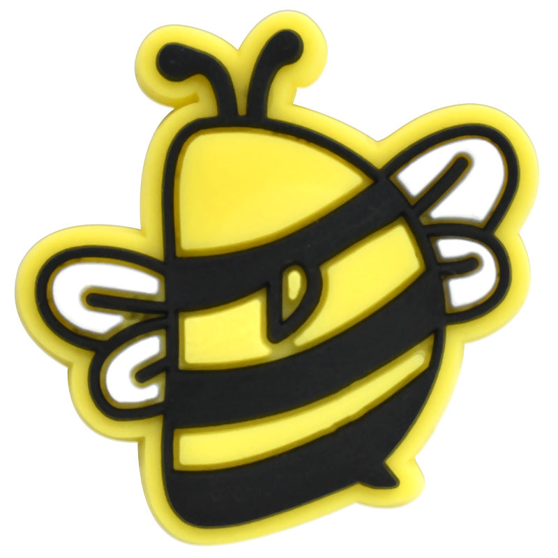 Wholesale Random 100pcs Small Bee PVC Soft Rubber Shoe Buckle Decoration ACC-SC-RYY055