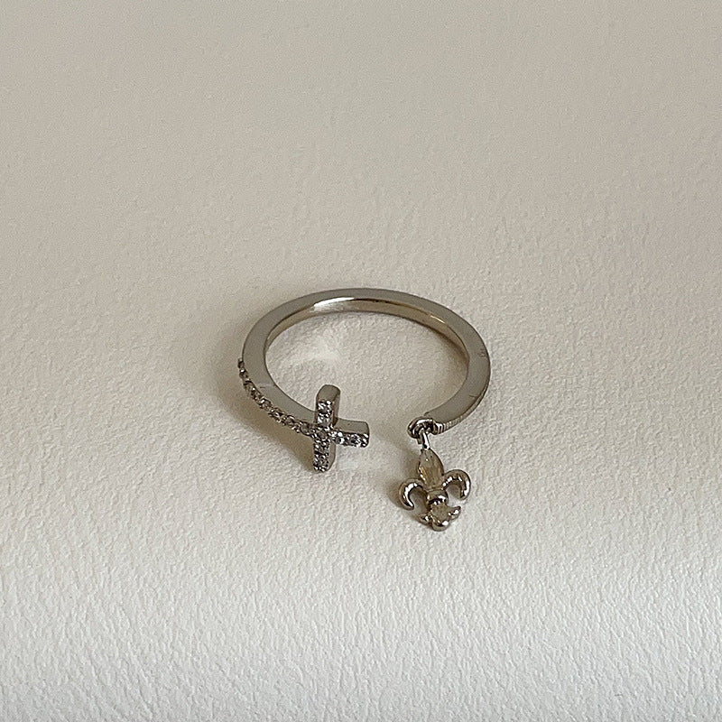 Wholesale Vintage Tiger Eye Stone Ring with Zircon Flower Star Design Fashion Accessory