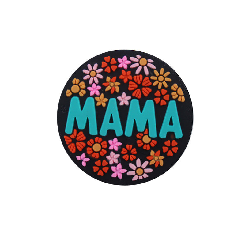 Wholesale 5pcs MaMa Silicone Beads Focal Beads Mother's Day ACC-BDS-GuangTian032