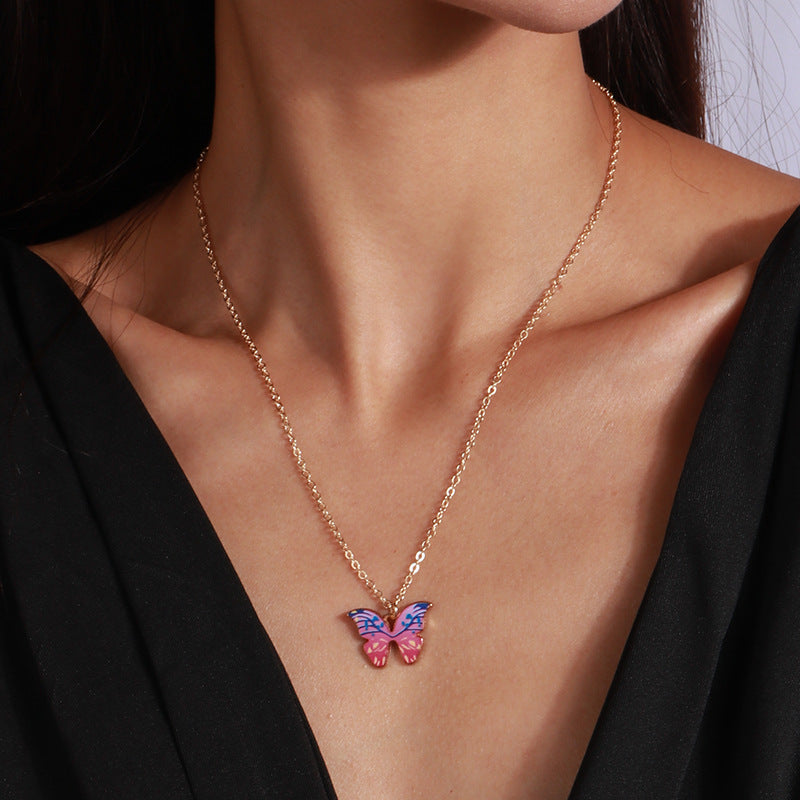 Wholesale Big Eyes Butterfly Pendant Clavicle Necklace ACC-NE-YueSen027