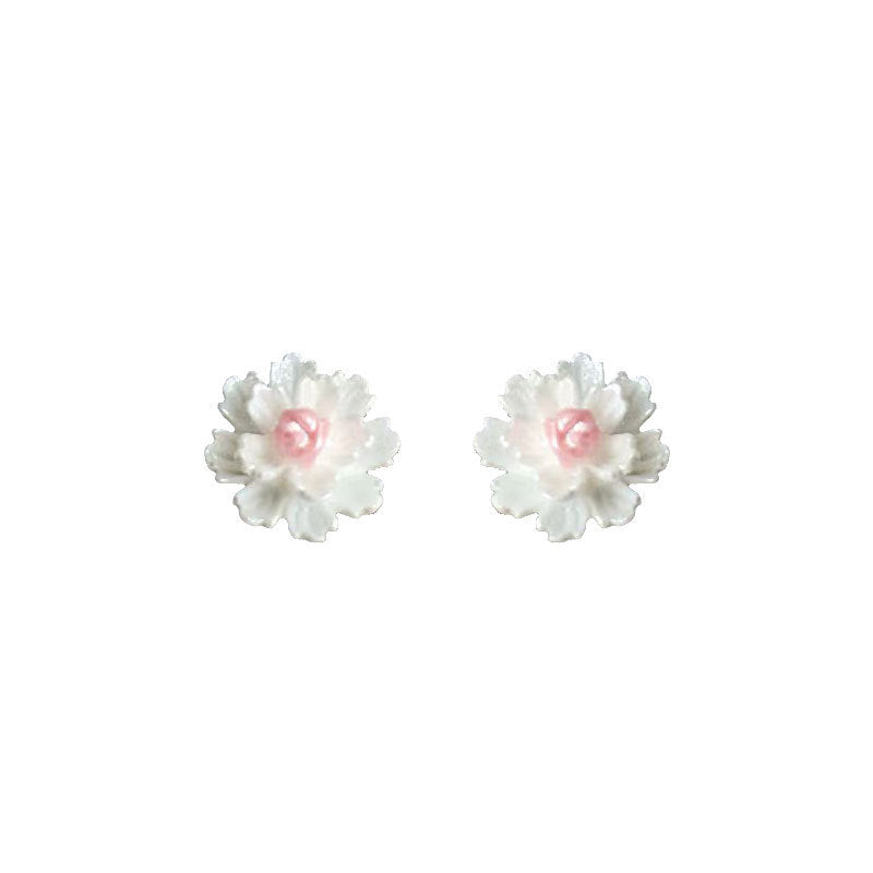 Wholesale Pink and White Flower Earrings S925 Silver Needle Forest Earrings ACC-ES-ZhiShifang004