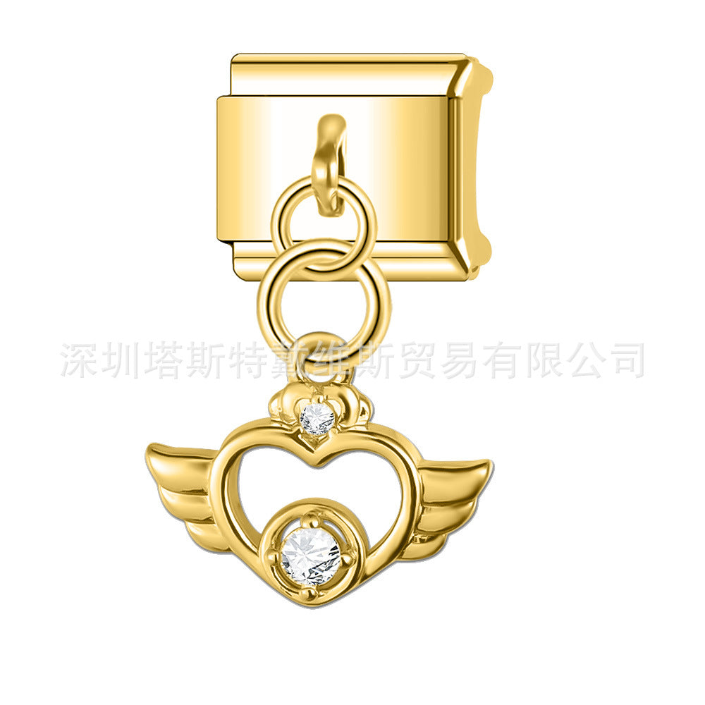 Wholesale Electroplated Alloy Heart Shaped Modular DIY Pendant Bracelet Gift Fashion Accessory