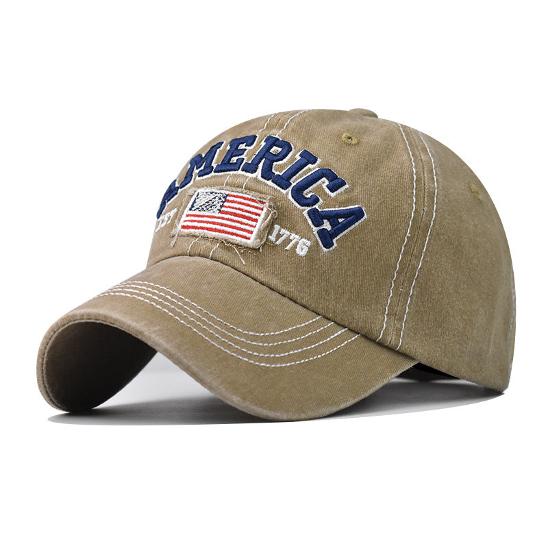 Wholesale  washed hole flag embroidered baseball cap