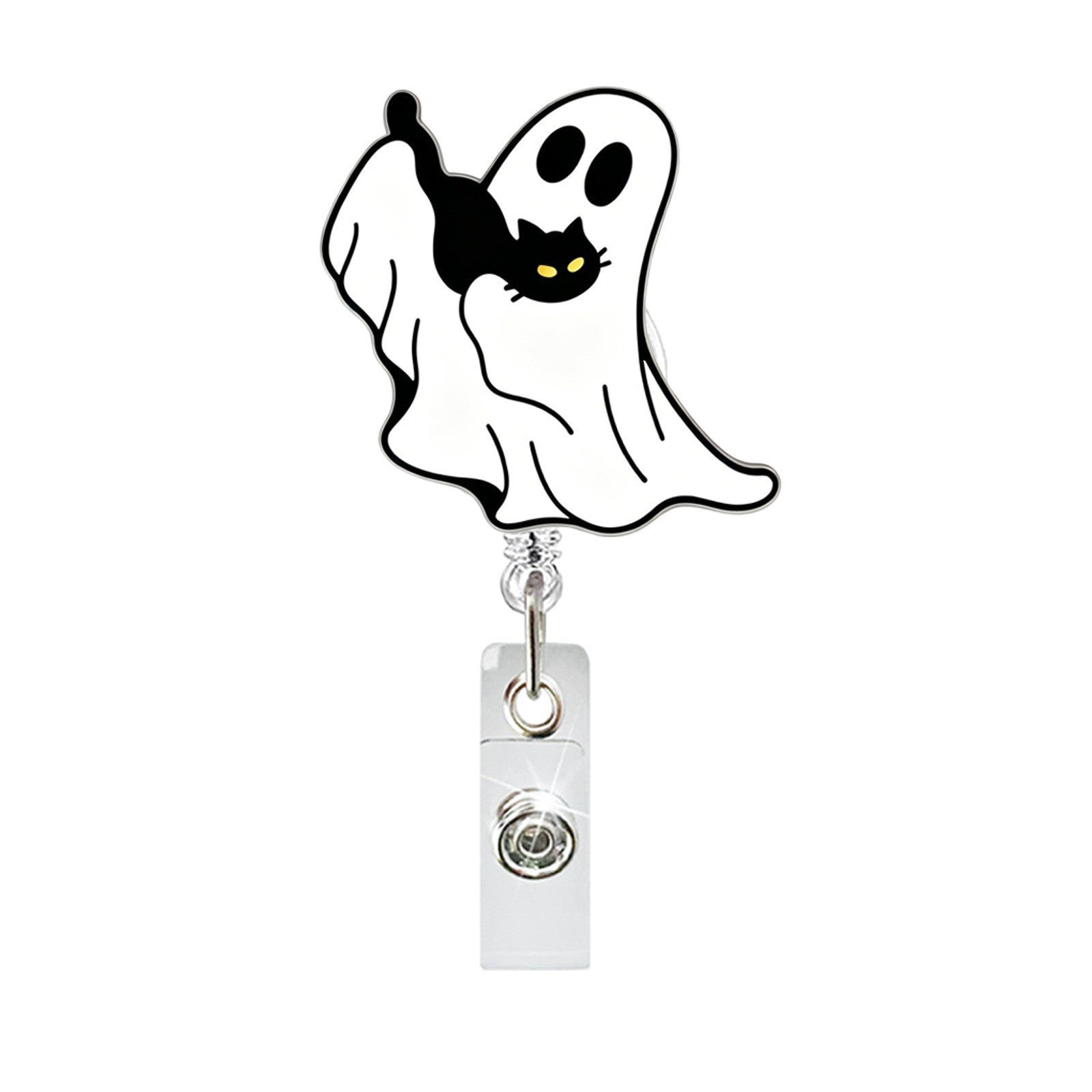 Wholesale Acrylic Black Cat  Retractable Pull-Tab ID Badge Party Bag Charm