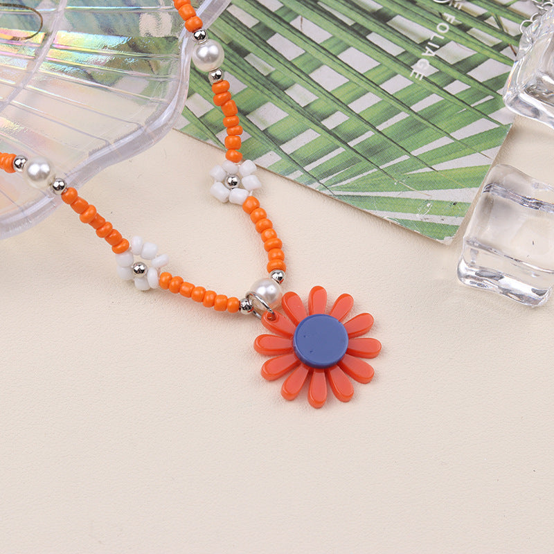 Wholesale  color flower anklet small fresh stitching daisy retro anklets