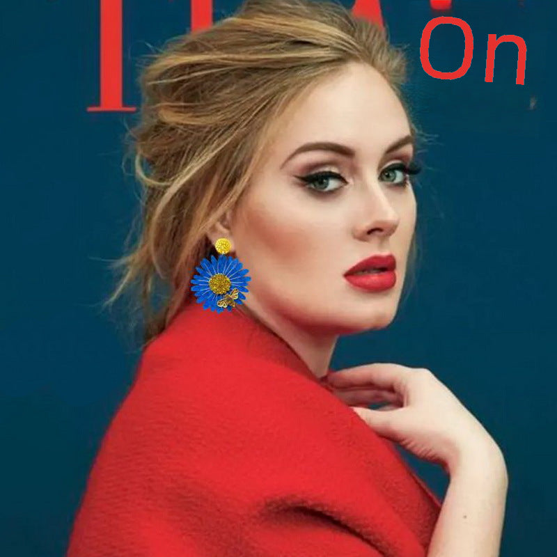 Wholesale Acrylic sunflower chrysanthemum bee earrings