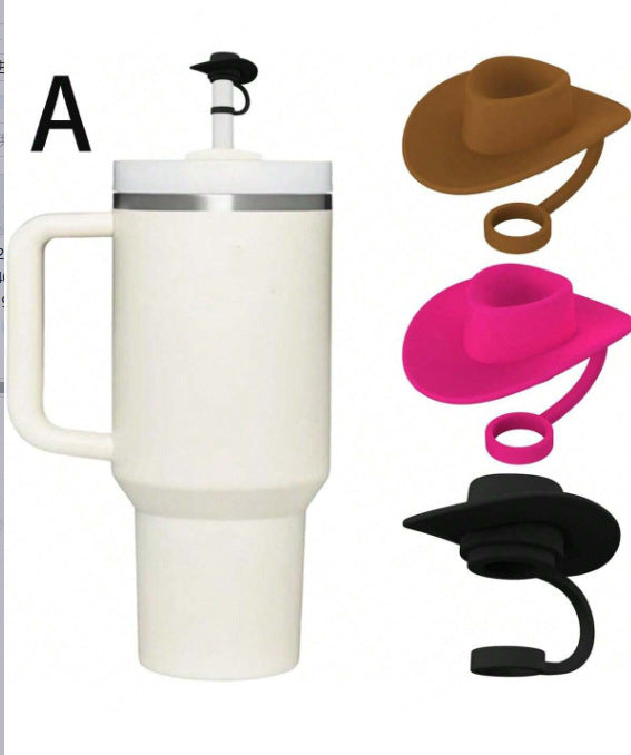 Wholesale Western Style Cowboy Hat Silicone Straw Tube Cap 6-10mm Straw Decoration Straw Cover ACC-SCR-HuaYi001