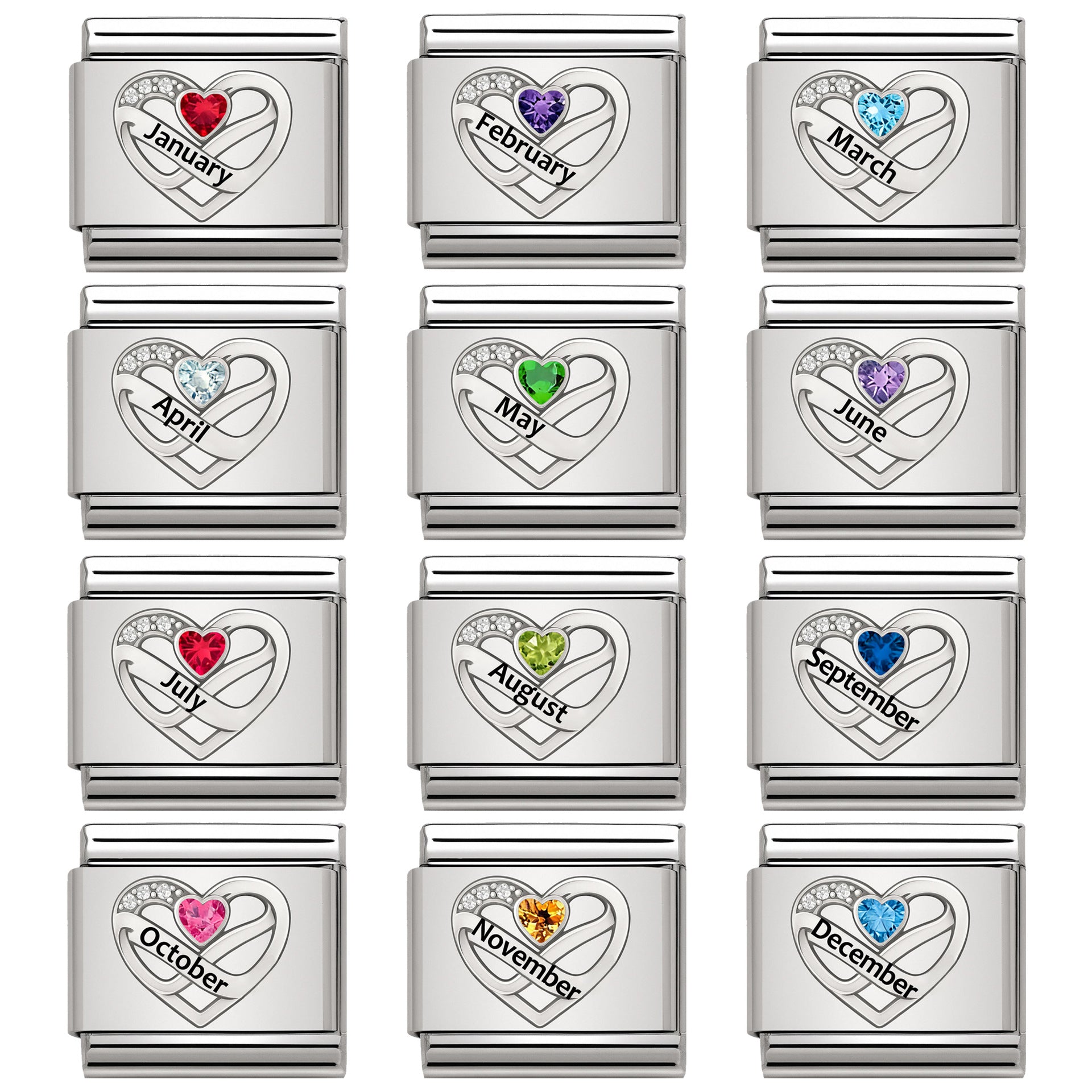 Wholesale Love Heart Module Stainless Steel DIY Bracelet Watch Band Fashion Jewelry Accessory