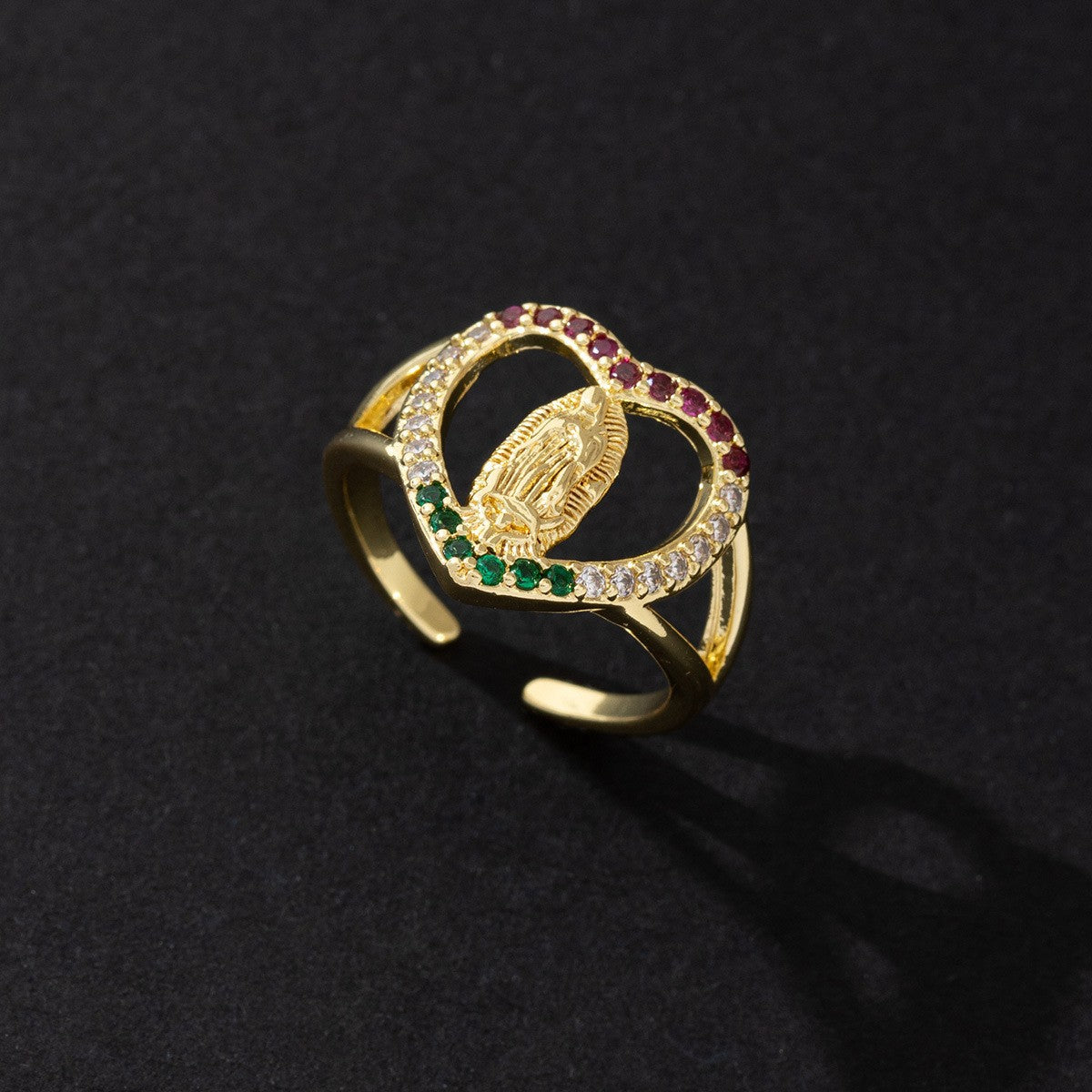 Wholesale European Fashion Sparkling Gold Plated Copper Zircon Open Ring Geometric Chic Jewelry Accessory Gift