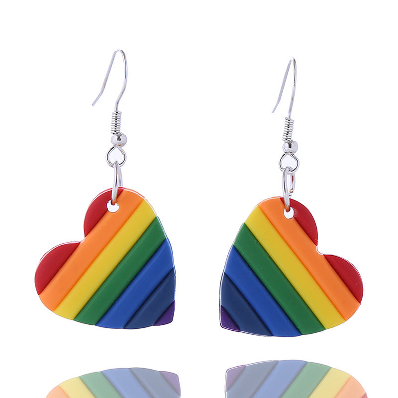 Wholesale  Rainbow Series Earrings Colorful Pin Chain Geometric Building Blocks Love Earrings