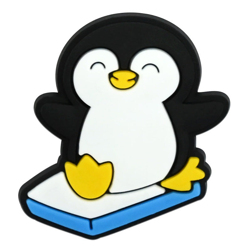 Wholesale   Random 100pcs Creative Cartoon Penguin Series PVC Soft Rubber Shoe Buckle Decoration
