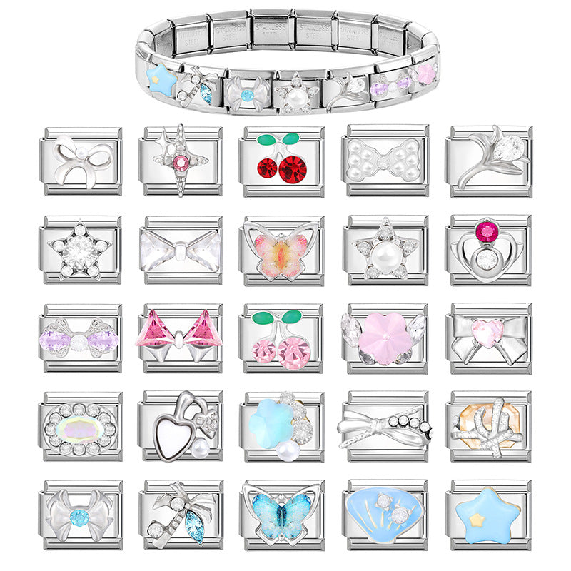 Wholesale Italian Charm Bracelet 9mm DIY Splicing Cute Creative Stainless Steel Composable Bracelet