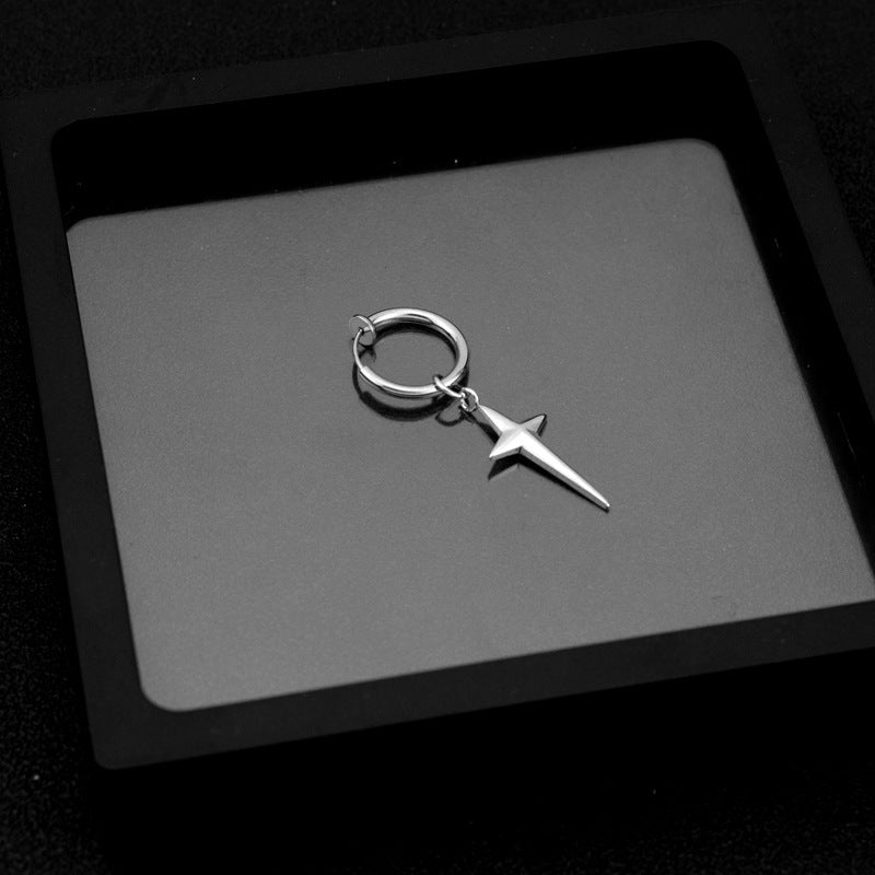 Wholesale Stainless Steel Three-Dimensional Cross Star Earrings