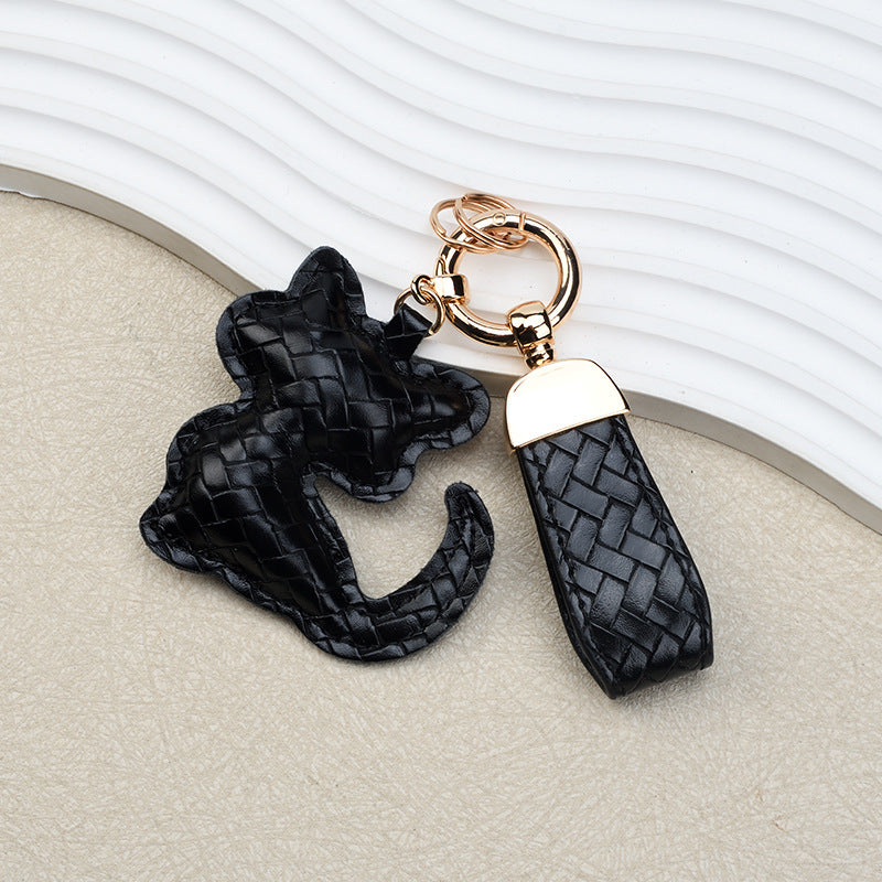 Wholesale Cute Black Cat PU Leather Keychain Chic Fashion Accessory Gift for Boutique Resale
