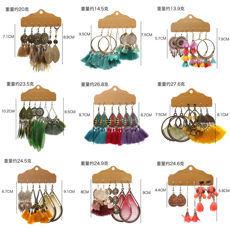 Wholesale Alloy Electroplated Bohemian Floral Earrings Set Women' s Fashion Accessory Gift