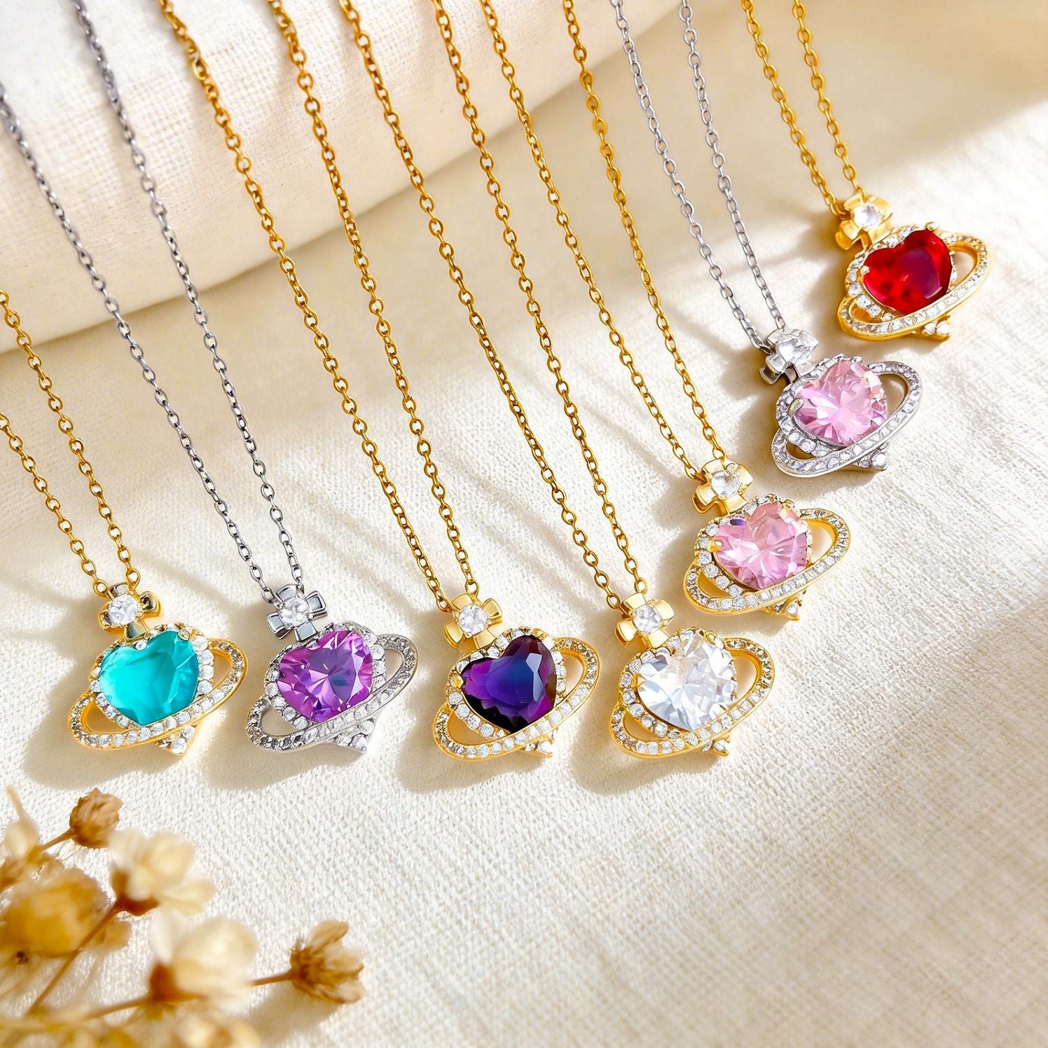 Wholesale Titanium Steel Heart Flower Necklace Gold Plated Sweet Style Boutique Jewelry
