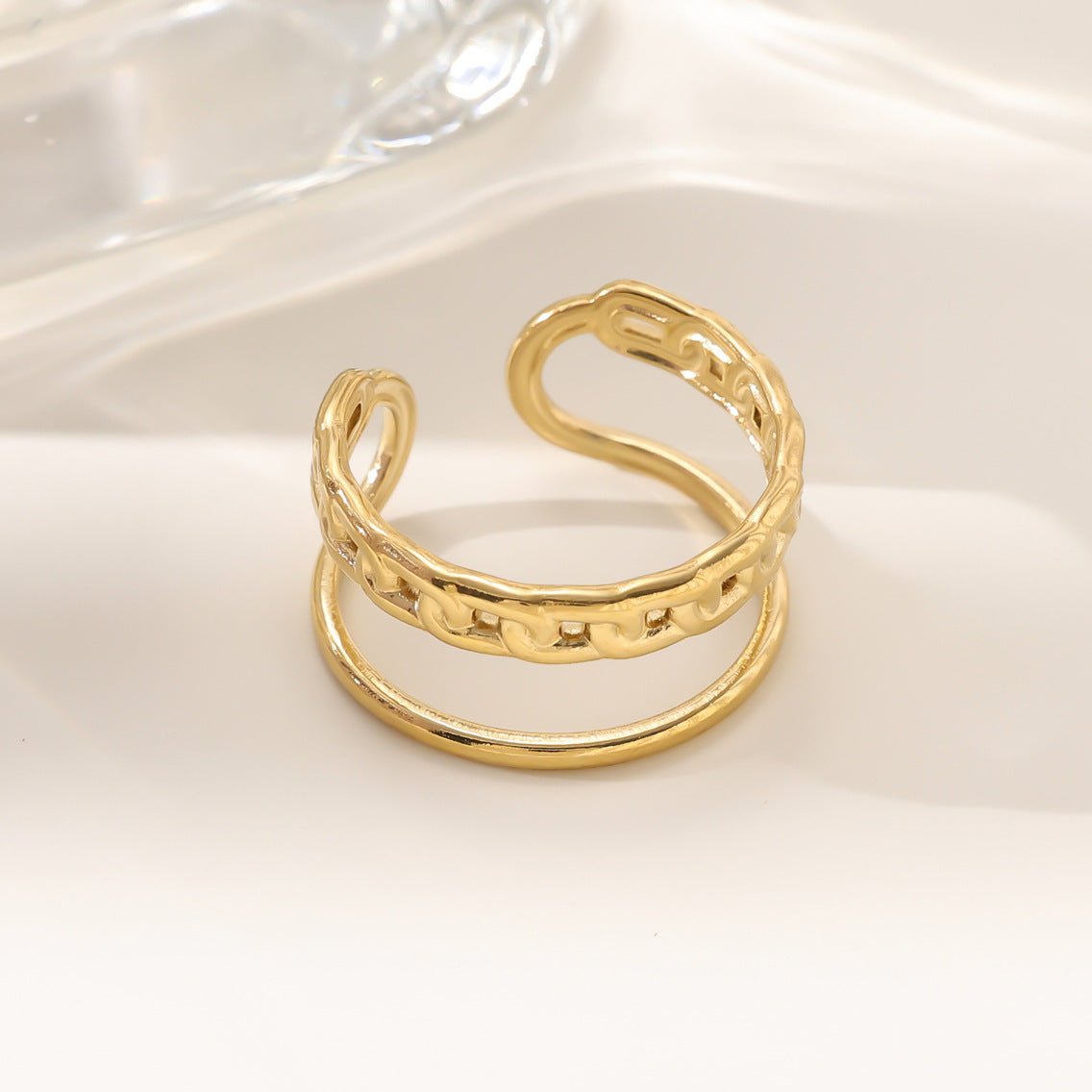 Wholesale Stainless steel gold-plated adjustable ring