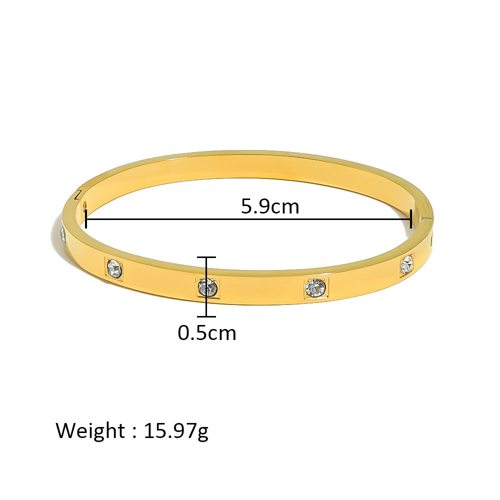 Wholesale Stainless Steel 18K Gold Plated Geometric Star Flower Zircon Bracelet