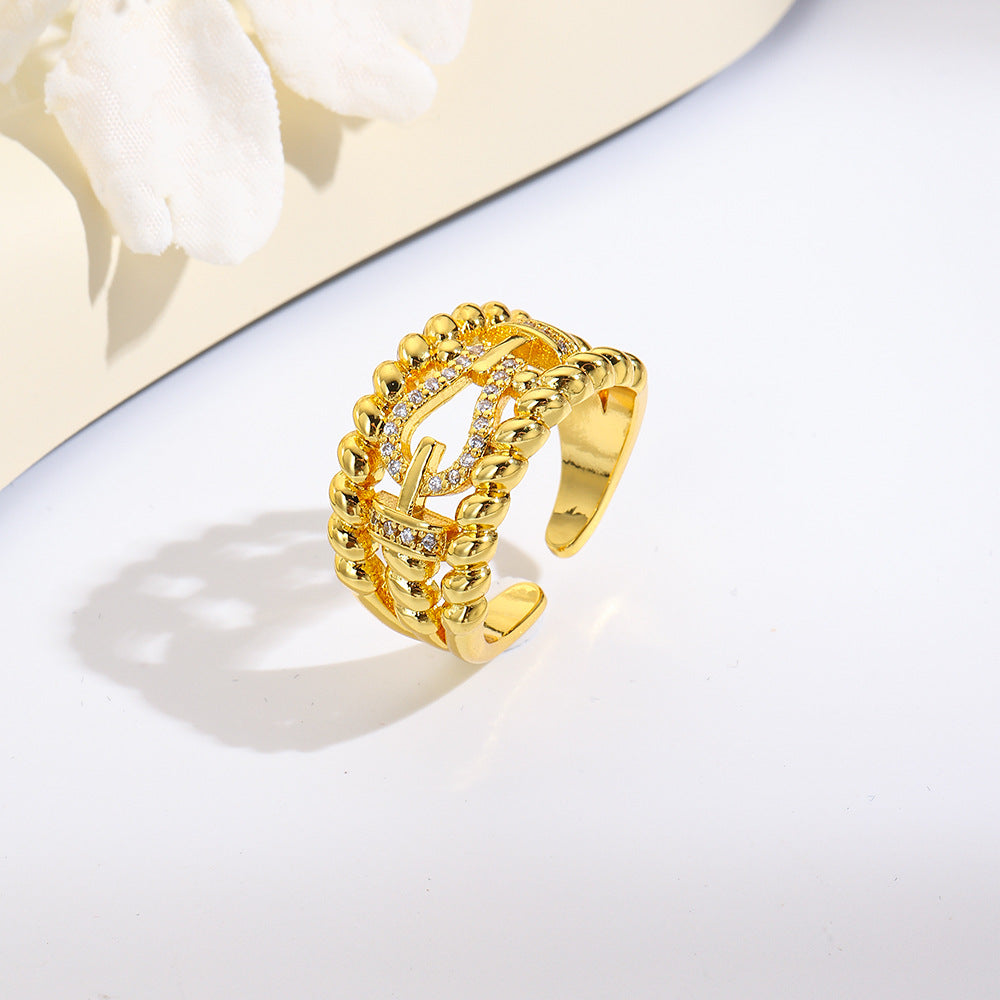 Wholesale Oval rope clasp 18k two-tone plated open ring