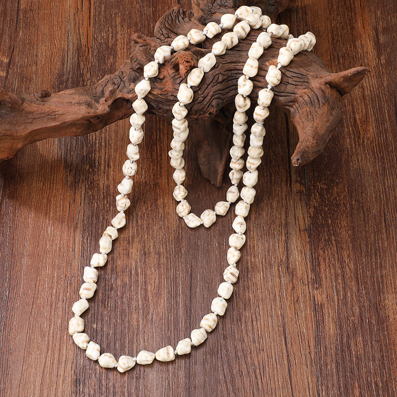 Wholesale 1. 2 meter Hand-knotted Ethnic Style Turquoise Long Necklace