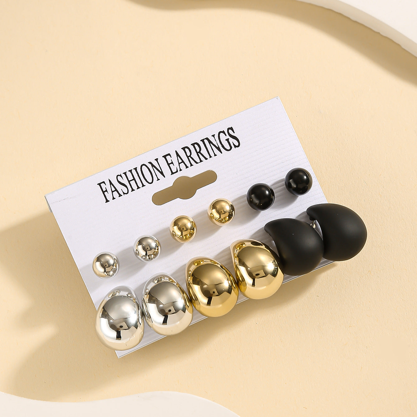 Wholesale Resin Drop Earrings Set For Women 6 Pairs In Gold Black Silver Party Gift Jewelry Accessory