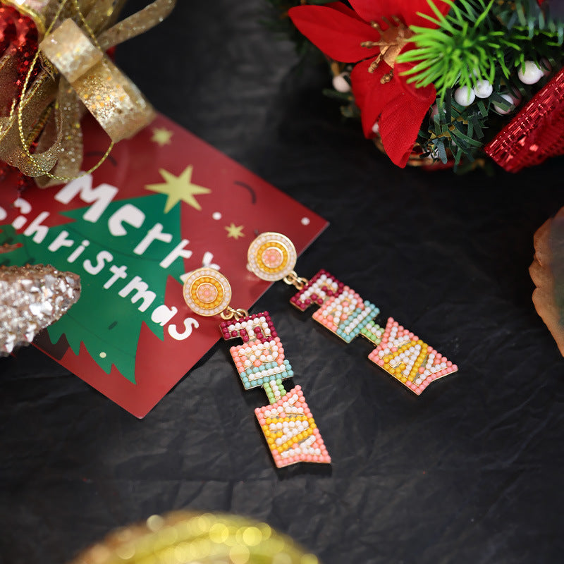 Wholesale Teacher candy color rice bead alloy earrings ACC-ES-RuLong005