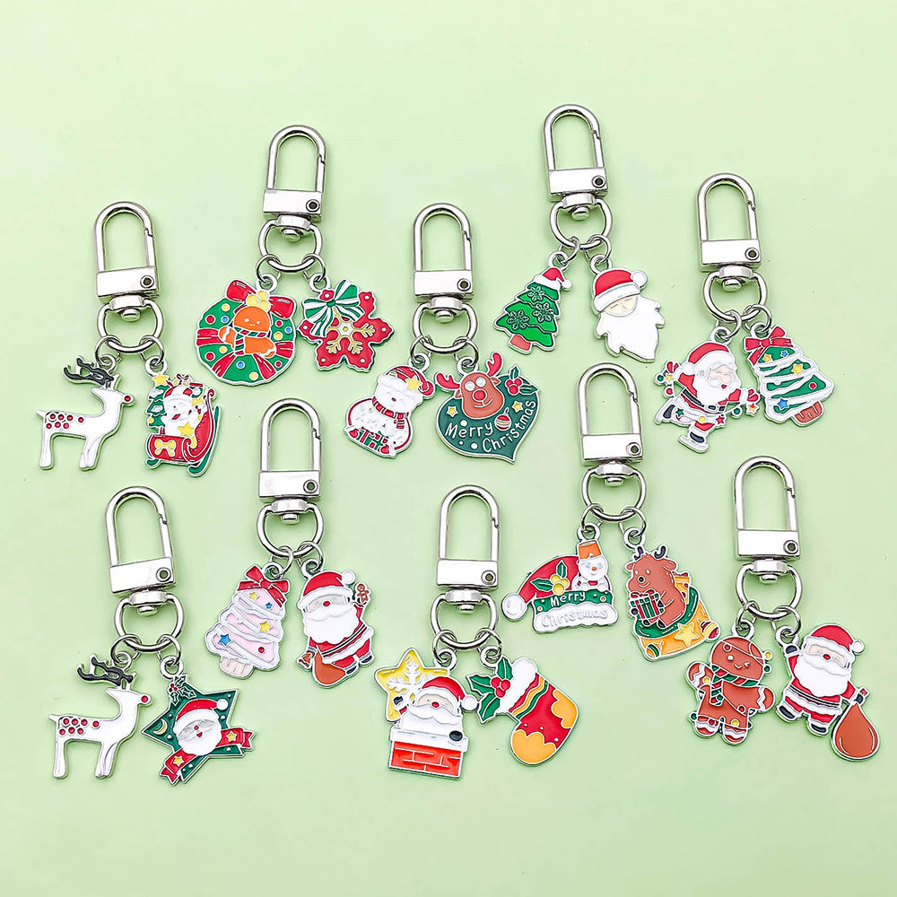 Wholesale Christmas oil drop alloy  snowman bell  keychain