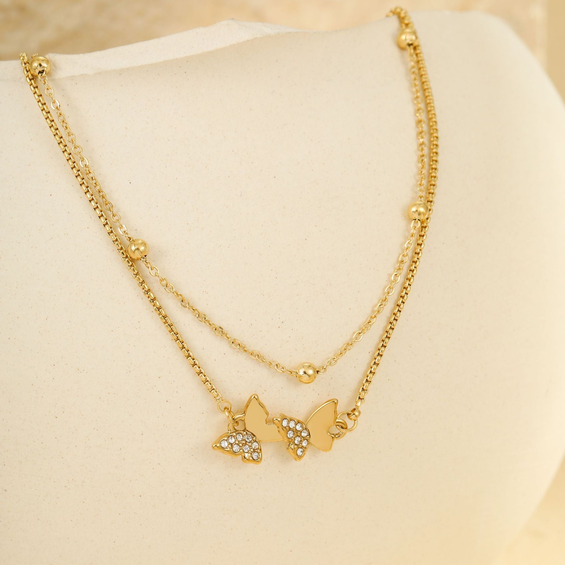 Wholesale Stainless steel color butterfly beach anklet