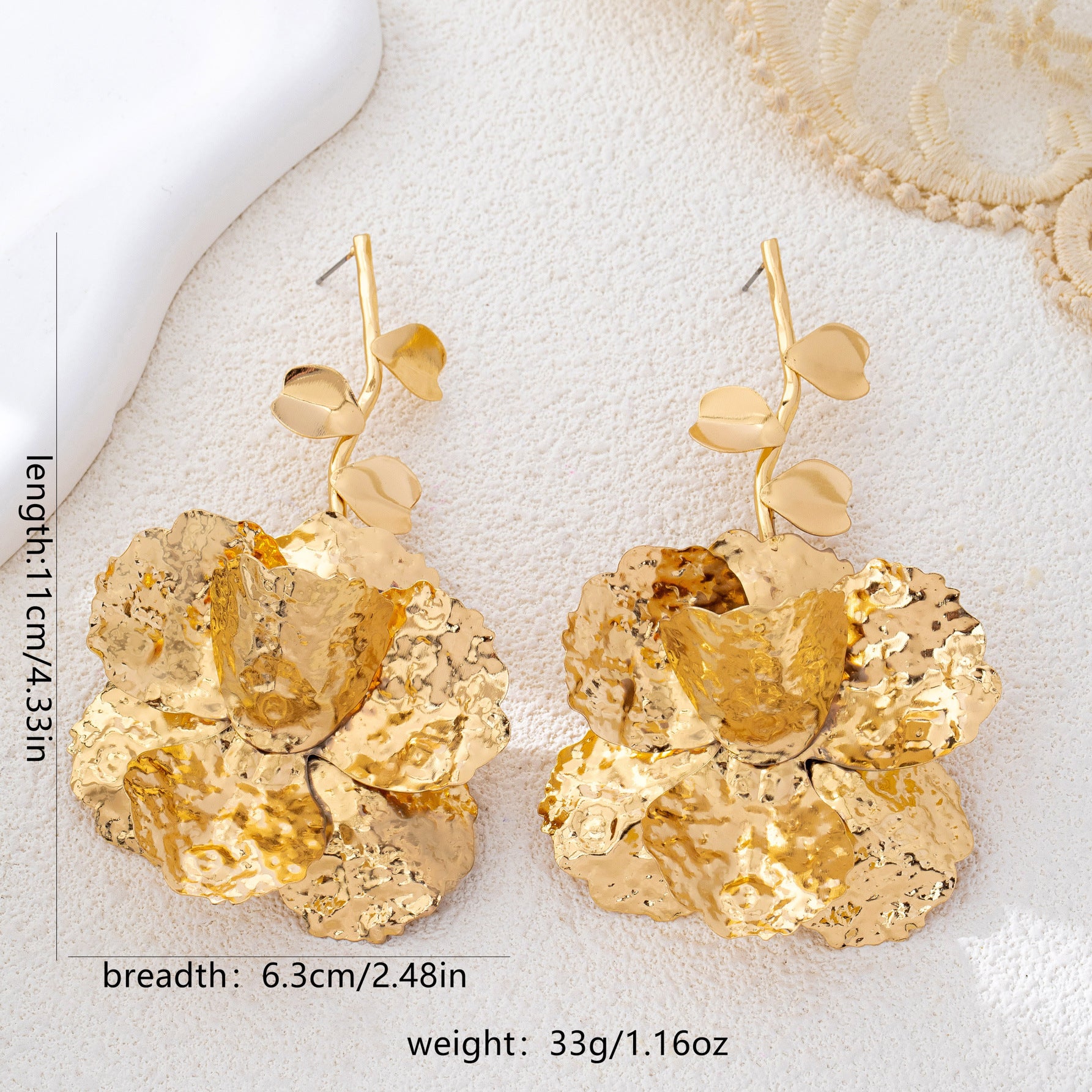 Wholesale Gold Flower Earrings For Women Daily Party Fashion Chic Jewelry Accessory