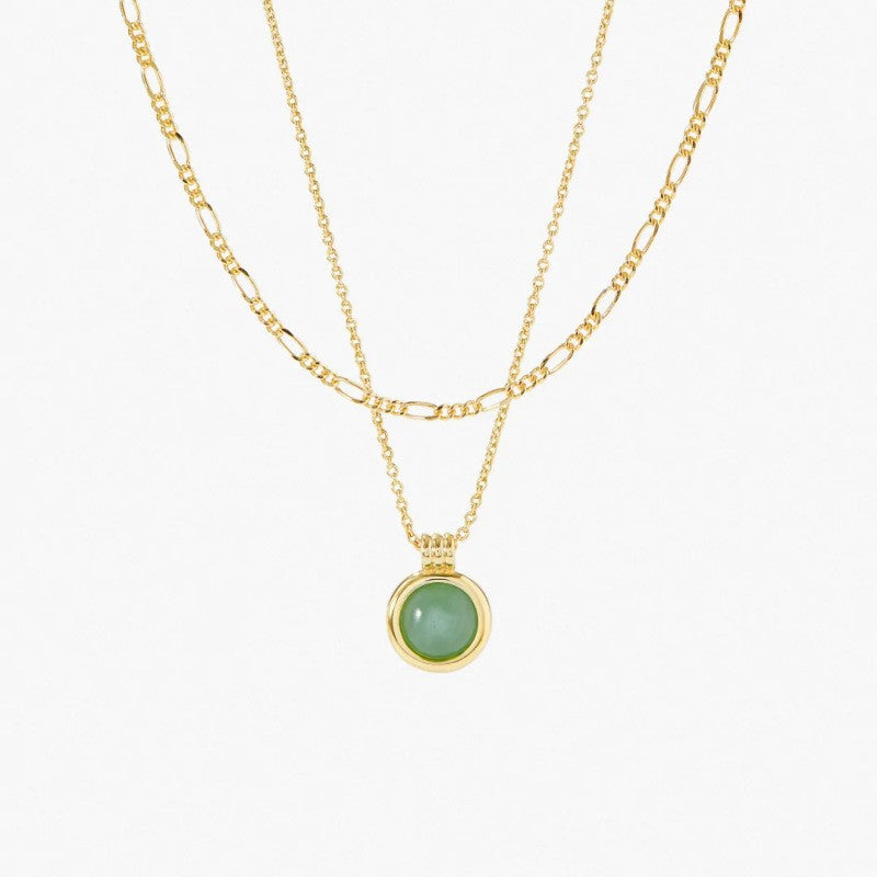 Wholesale Titanium Steel Green East Mausoleum Natural Stone Necklace