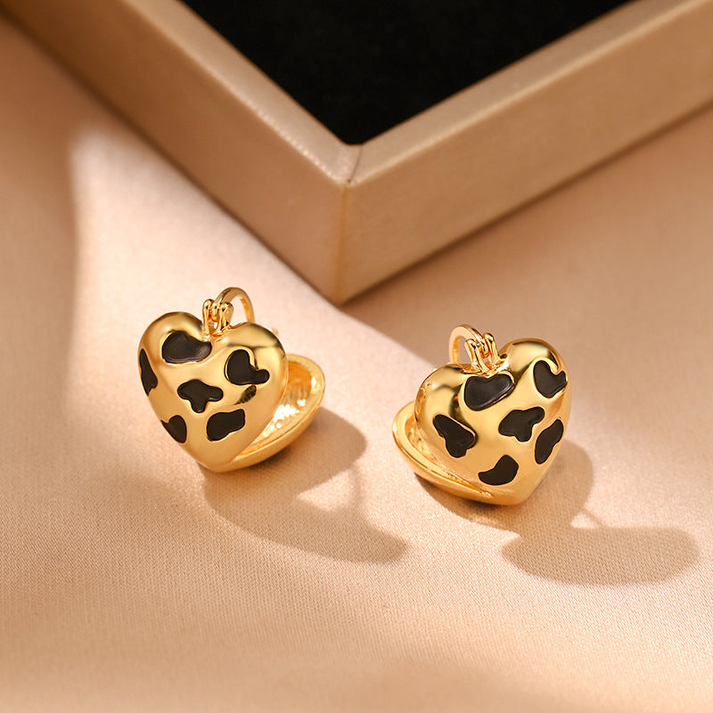 Wholesale Vintage Leopard Heart Earrings