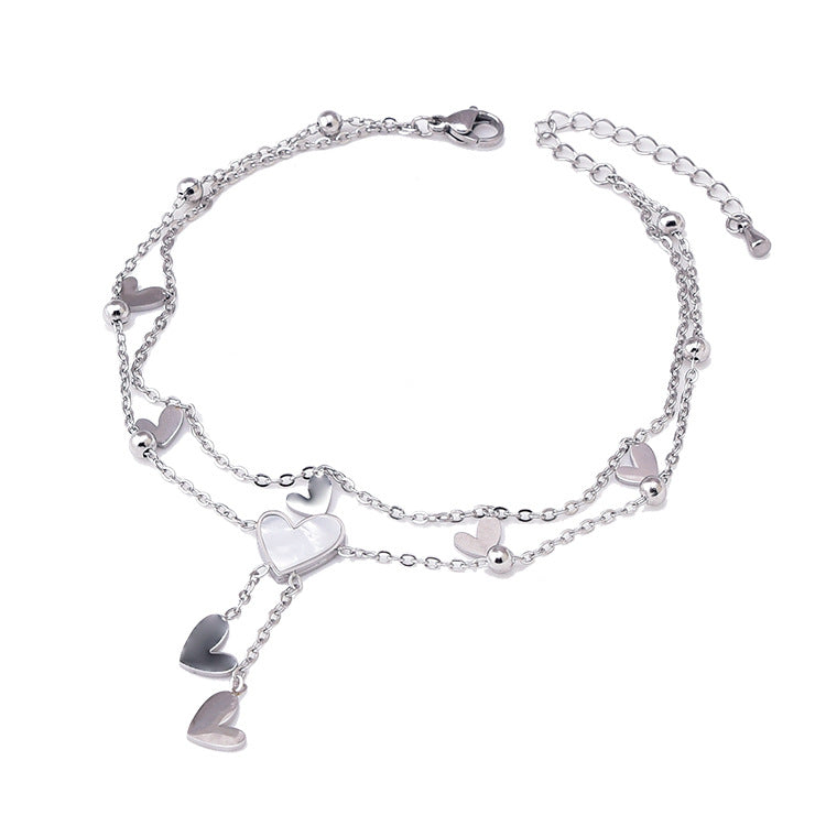 Wholesale  white shell love tassel anklet