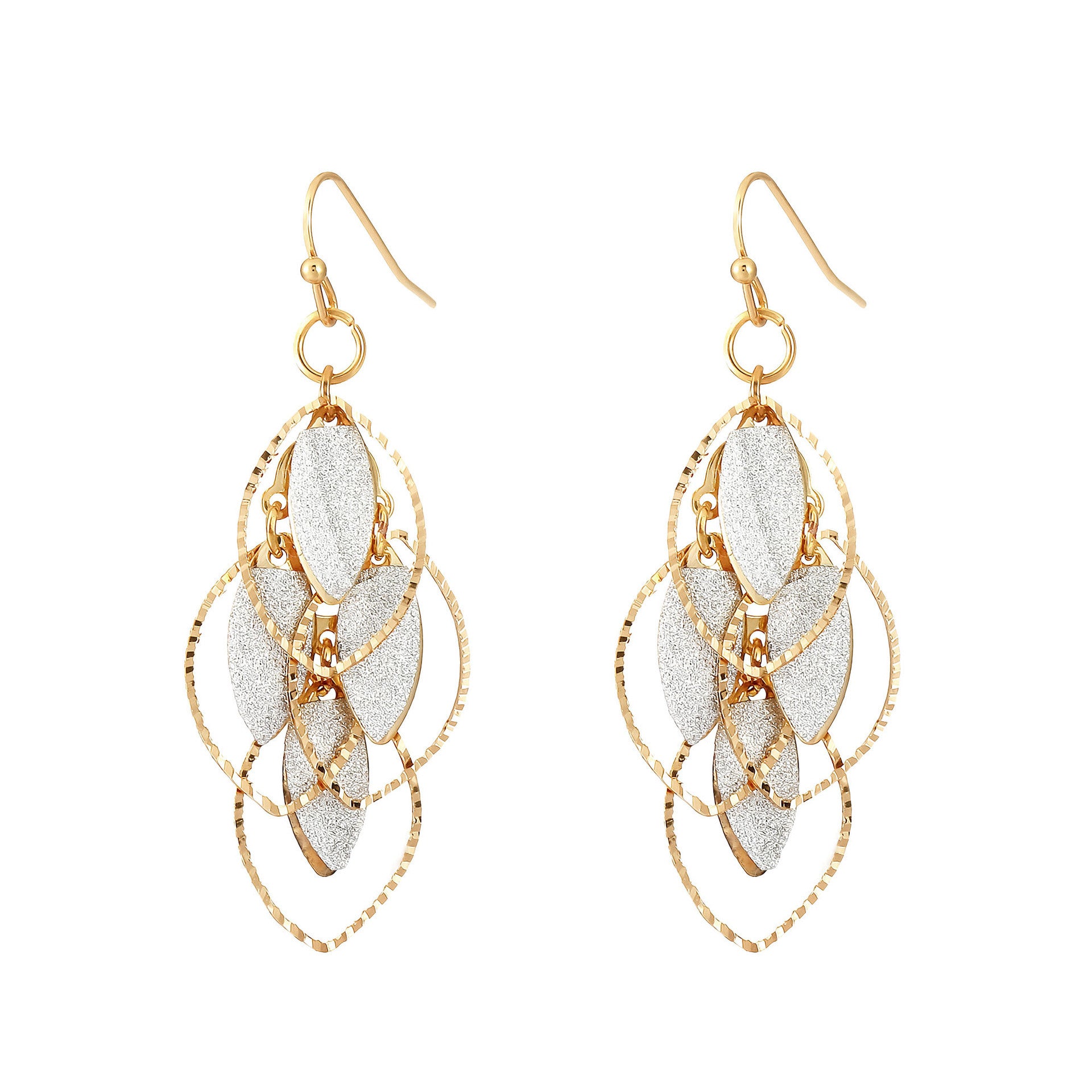 Wholesale personalized earrings light luxury frosted patch leaf earrings