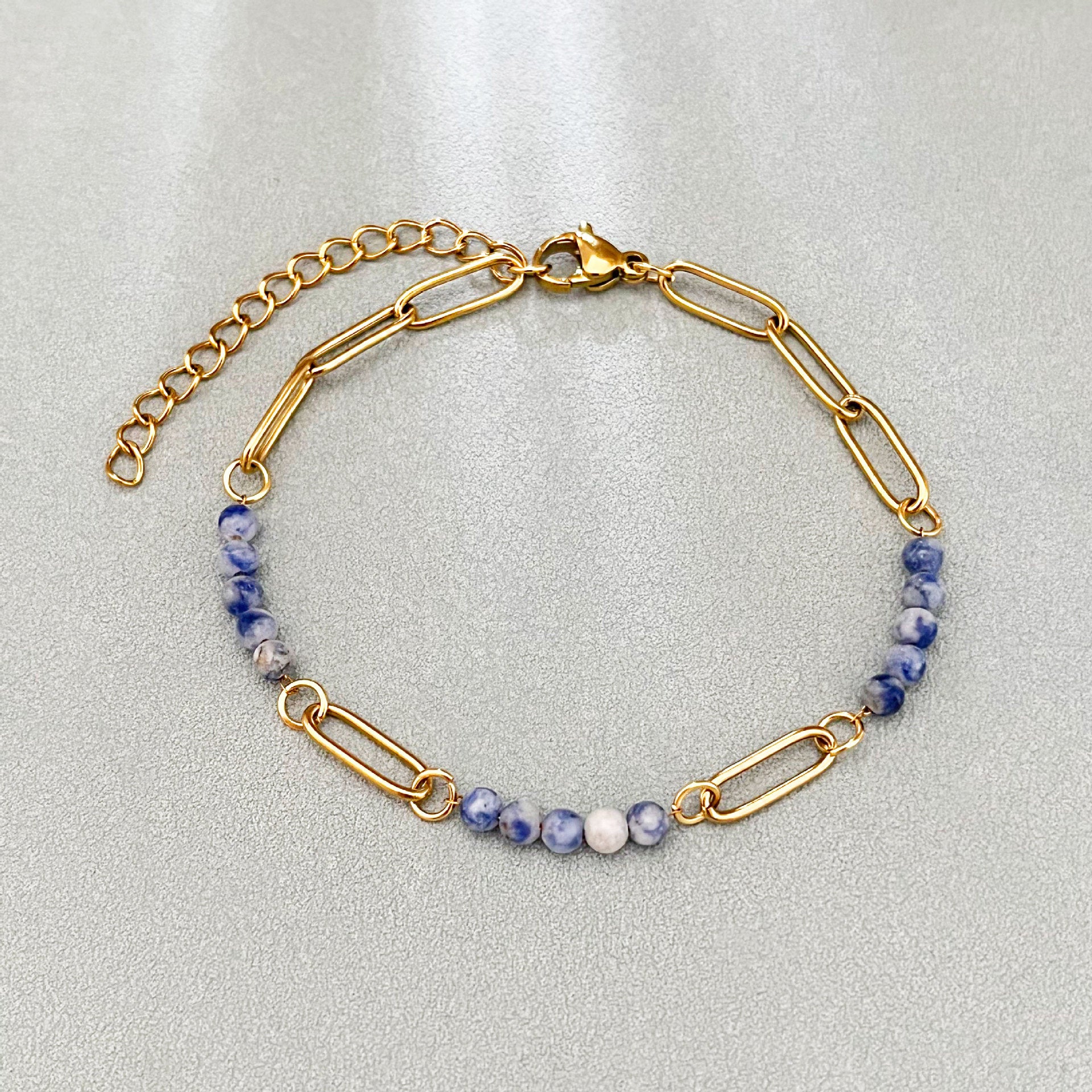 Wholesale Stainless Steel Natural Stone Beaded Bracelet