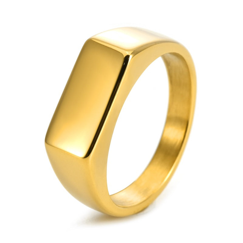 Anello in titanio rettangolare liscio in stile neutro all'ingrosso