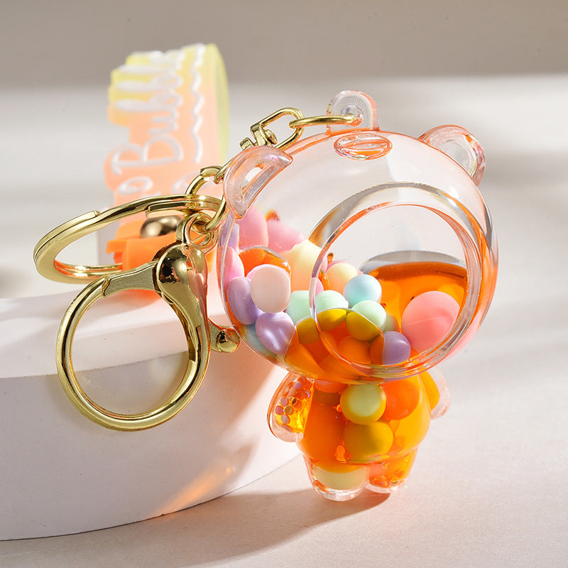 Wholesale Acrylic Liquid Into The Oil Bear Keychain