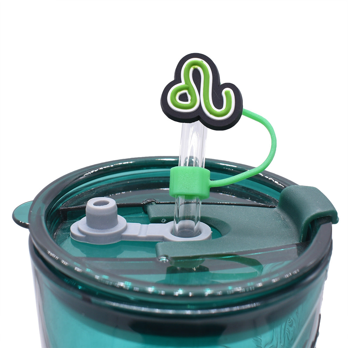 Wholesale Random Color 100pcs Twelve Constellations Straw Tube Cap 10mm Soft Glue Straw Decoration Straw Cover ACC-SCR-RYY024