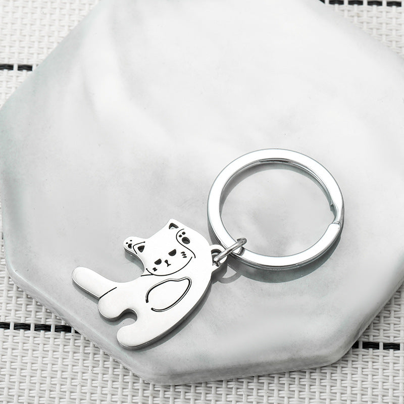 Wholesale Cartoon Heart Cat Stainless Steel Keychains ACC-KC-JinZhu012