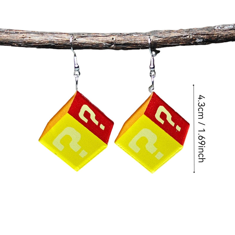 Wholesale Cube plane acrylic question mark earrings