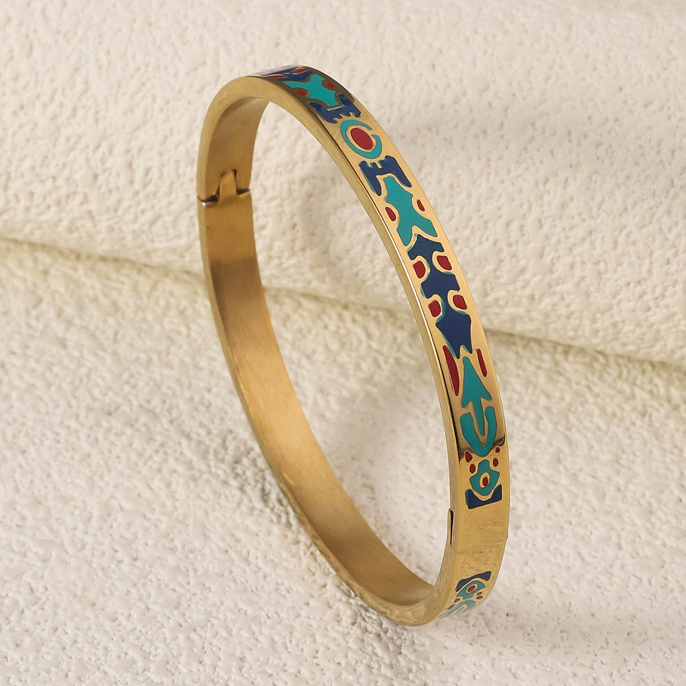 Wholesale Niche Light Luxury Stainless Steel Enamel Oil Drip Bracelet ACC-BT-RuiX005
