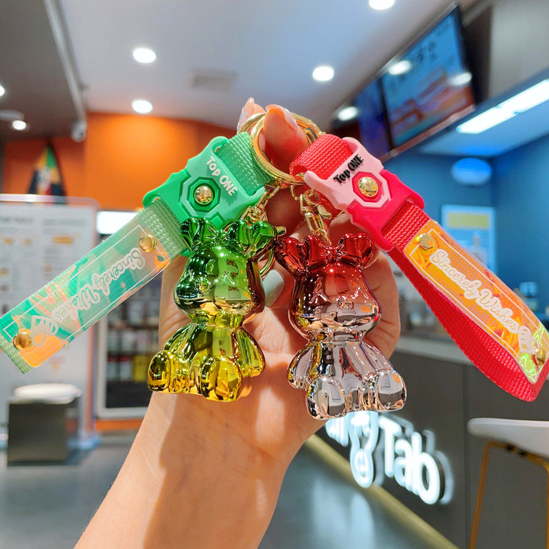 Wholesale Cartoon Electroplated Gradient Bow Tie Rabbit Resin Keychain ACC-KC-ShuoT018