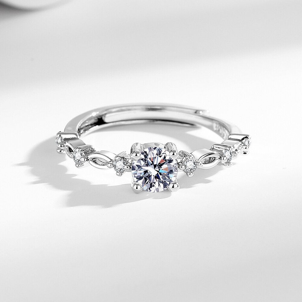 Wholesale  S925 silver plated platinum moissanite ring