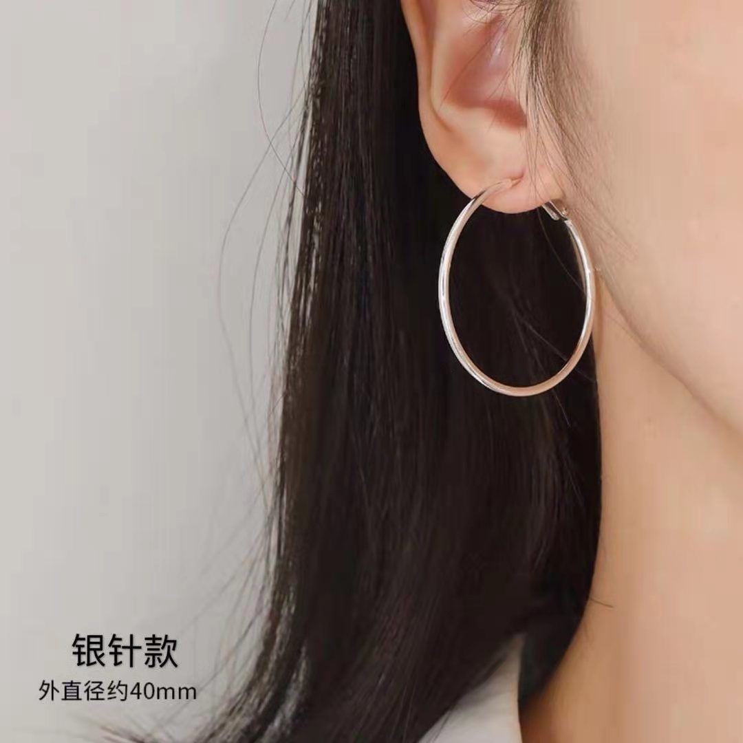 Wholesale Big  S silver needle hoop earrings