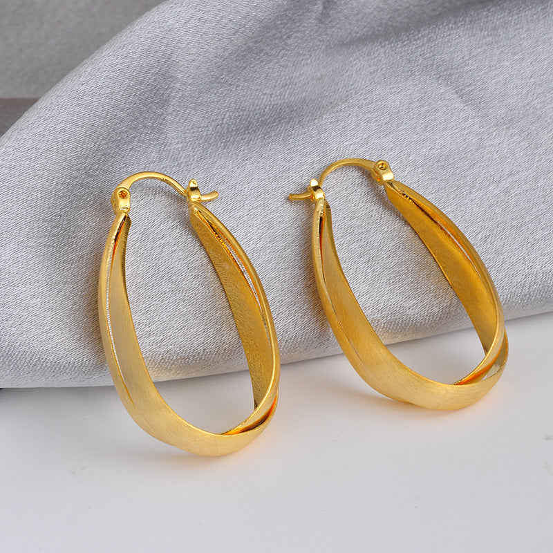 Wholesale retro metal frosted brushed earrings