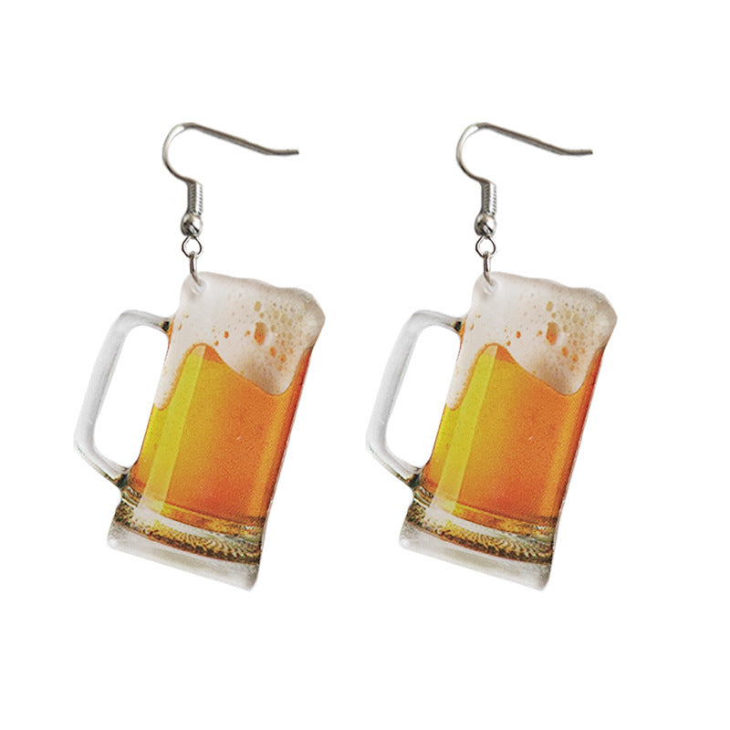 Wholesale 2 Pairs/pack Transparent Beer Red Wine Acrylic Earrings ACC-ES-HY084