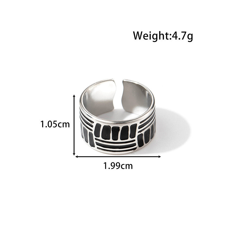 Wholesale Titanium Steel All-match Cross Oil Dropping Opening Adjustable Ring