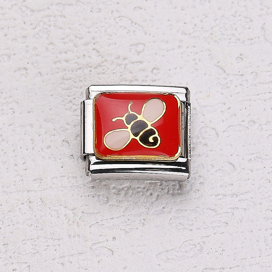 Wholesale 10pcs Italian Charm Bracelet 9mm DIY Splicing Cherry Paper Plane Stainless Steel Composable Bracelet