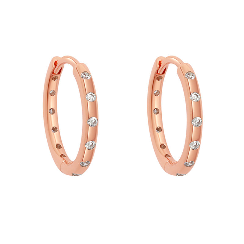 Wholesale  Diamond Ring Earrings  Rose Gold Folded Earrings