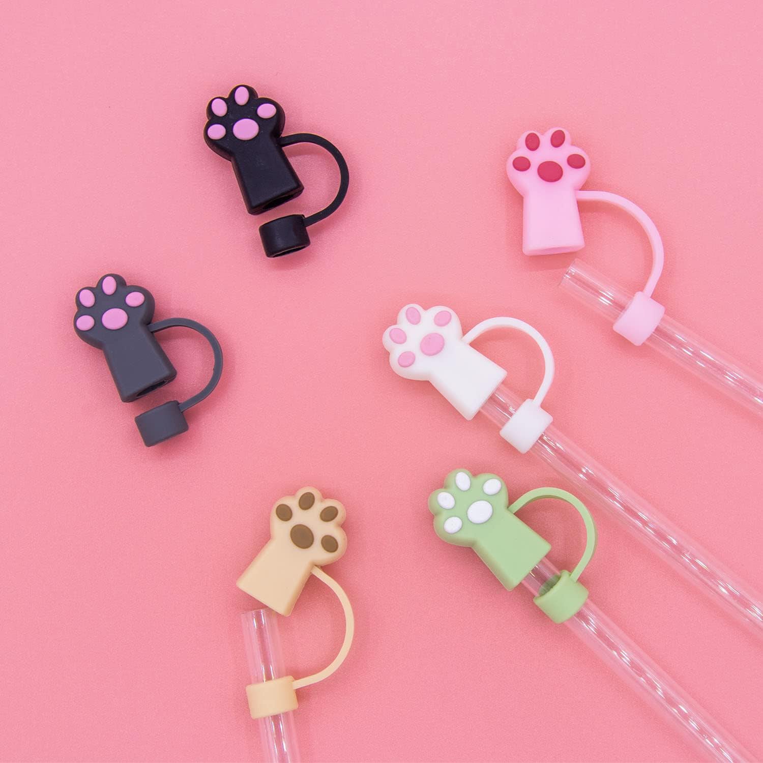Wholesale Cartoon cute cat claw dustproof straw cover